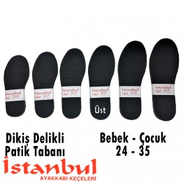 Dikiş Delikli Örme Patik Tabanı Bebe / Çocuk 12 Çift - Siyah