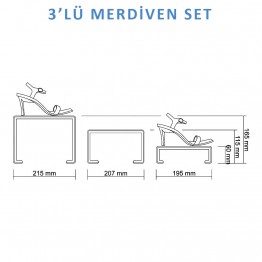 3'lü Merdiven Set - Şeffaf - 2 Takım